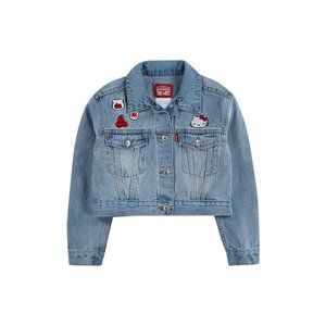Levi's Hello Kitty Sanrio Crop Trucker Denim Jean Jacket Size 10 Kid's